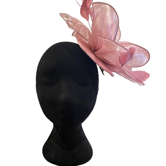 Pink Shimmer Flower Ruffle Fascinator - Picture 1 of 5